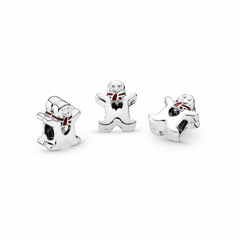 Pandora Sweet Gingerbread Man Charm Ireland - Sterling Silver/Enamel/Red - 015497XZR